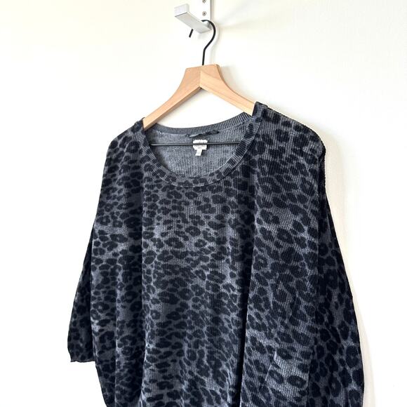 Artizia Wilfred Balzac Cashmere and Silk Leopard Ribbed Knit Top Sweater Size XS - Picture 2 of 6